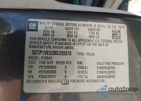 2011 GMC Sierra 1500 Sle z USA, uszkodzony, nr VIN 3GTP1VE02BG209370